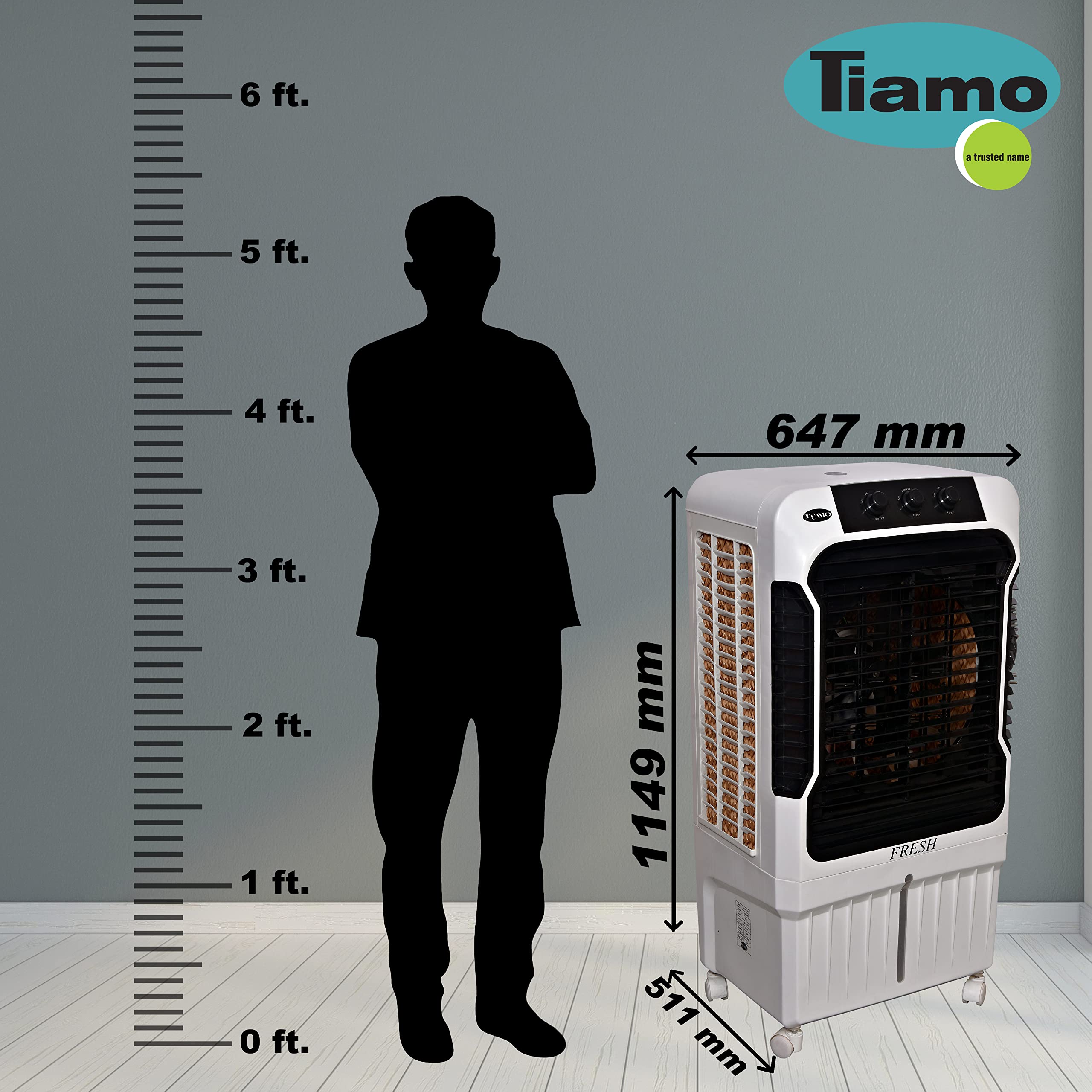 MAMIMU Tiamo Fresh 90L Desert Air Cooler For Home with Honeycomb Pads